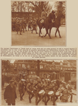 874134 Collage van 2 foto's betreffende de feestmars van het regiment genietroepen te Utrecht door de stad, ter ...